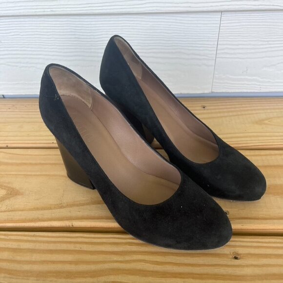 Acne Studios Reverse Suede Sully Block Heel Pumps Black Size 41 - Picture 1 of 9